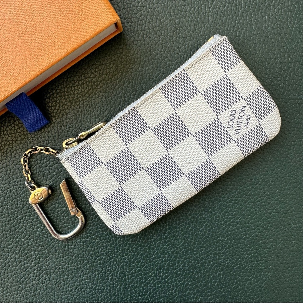 Louis Vuitton Damier Azur Pochette Cles Wallet Coin Purse Key Pouch N62659 box